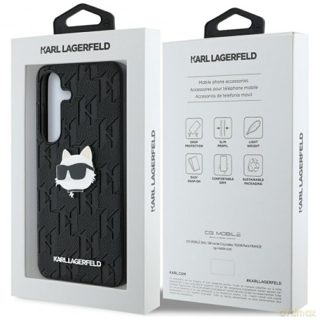 Karl Lagerfeld nakładka HC PU Monogram Choupette Head Pin do Samsung Galaxy S25 Plus czarna