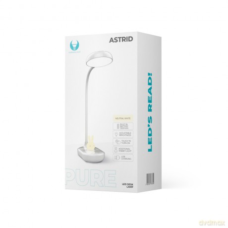 Lampa biurkowa LED 4,5W ze świecącym króliczkiem PURE FLB-30 ASTRID biała Forever Light