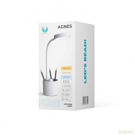 Lampa biurkowa LED 5W z przybornikiem PURE FLB-20 ANGES biała Forever Light