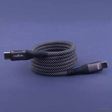 Maxlife kabel magnetyczny MXUC-11 USB-C - USB-C 1,0 m 100W czarny nylonowy