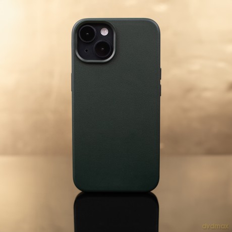 Nakładka Mag Leather do iPhone 16 6,1" ciemnozielona