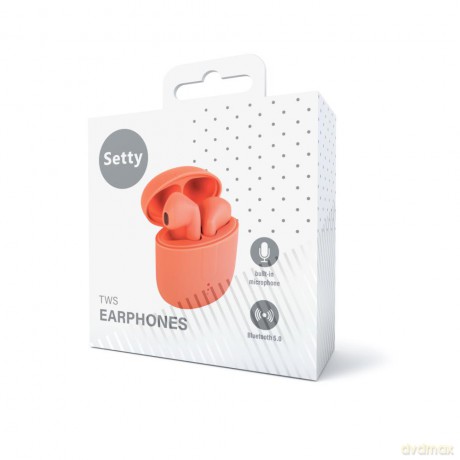 Setty słuchawki Bluetooth TWS z etui ładującym STWS-110 pomarańczowe