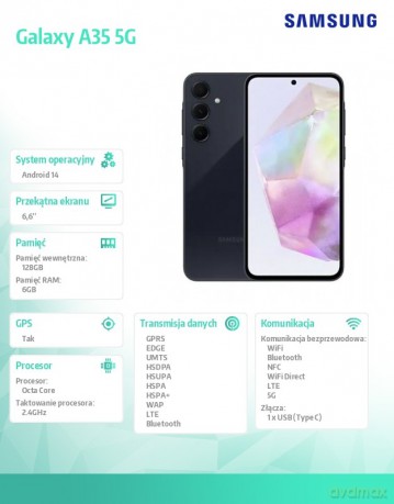 Samsung Galaxy A35 DualSIM 5G 6/128GB Enterprise Czarny