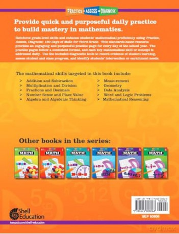 180 Days of Math for Third Grade: Practice, Assess, Diagnose (180 Days of Practice) - Jodene Smith [KSIĄŻKA]