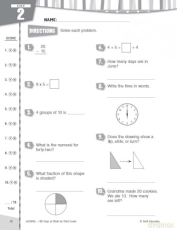 180 Days of Math for Third Grade: Practice, Assess, Diagnose (180 Days of Practice) - Jodene Smith [KSIĄŻKA]