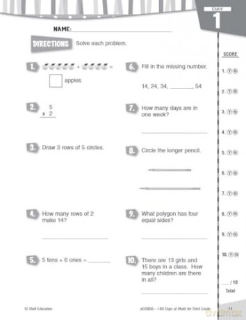 180 Days of Math for Third Grade: Practice, Assess, Diagnose (180 Days of Practice) - Jodene Smith [KSIĄŻKA]