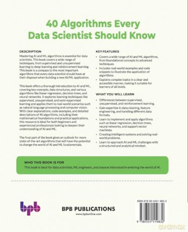40 Algorithms Every Data Scientist Should Know: Navigating through essential AI and ML algorithms (English Edition) - Jürgen Weichenberger [KSIĄŻKA]