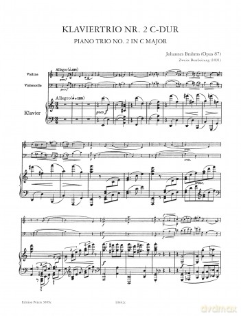Brahms: Trio No. 3 in C Op.87 (piano, violin and cello parts) (EP3899C) (Edition Peters) - Johannes Brahms [KSIĄŻKA]