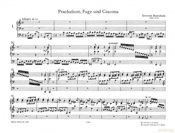 Buxtehude: Organ Works Vol.1 (EP4449): Preludes and Fugues, Toccata, Passacaglia, Ciaccona, Canzonetta (Edition Peters) - Hermann Keller [KSIĄŻKA]