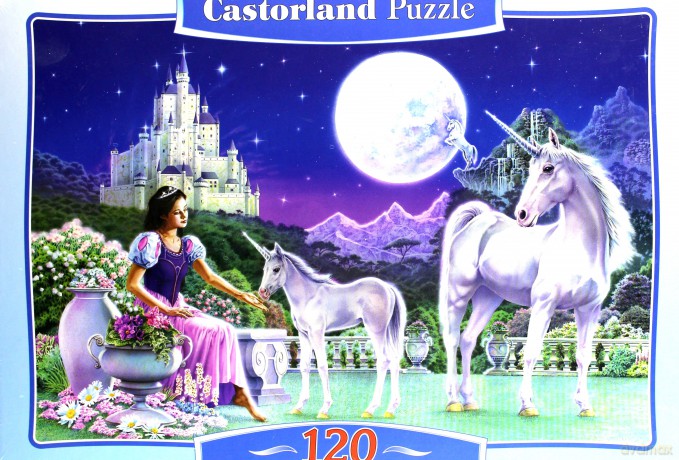 120x Puzzle Kartonowe Jednorożec I Księżniczka Wiek 5+ [PUZZLE]
