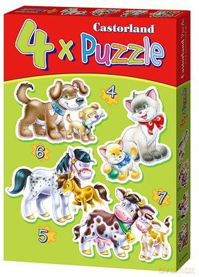 4x Puzzle Kotek Konik Piesek Krówka Wiek 4+ [PUZZLE]