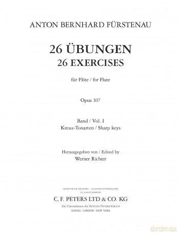 Furstenau: 26 Advanced Exercises Op.107 Vol.1 (Flute) (EP5950A): Nos. 1-14 (Sharp Keys) (Edition Peters) - Werner Richter [KSIĄŻKA]
