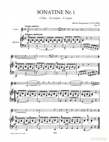 Hauptmann: 3 Easy Sonatinas Op.10 (Violin and Piano) (EP2948) - Moritz Hauptmann [KSIĄŻKA]