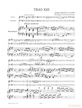 Haydn: Piano Trios, complete Vol.2 (EP192B): Hob. Xv:1, 9-11, 13, 18, 19, 21, 23, 31 (Edition Peters) - Carl Hermann [KSIĄŻKA]