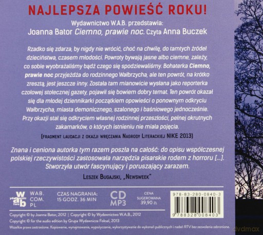 Cd Mp3 Ciemno Prawie Noc - Joanna Bator [Audiobook]