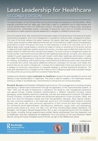 Lean Leadership for Healthcare: Approaches to Lean Transformation - Ronald G. Bercaw [KSIĄŻKA]