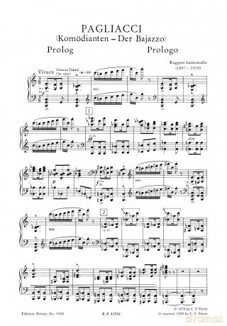 Leoncavallo: Pagliacci (Vocal Score) (EP9150) - Ruggiero Leoncavallo [KSIĄŻKA]