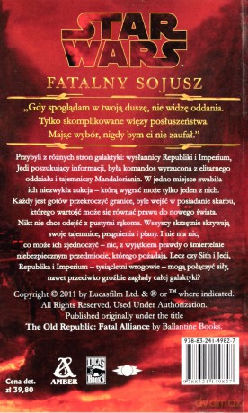 Fatalny Sojusz The Old Republic Gwiezdne Wojny - Sean Williams (Star Wars) [KSIĄŻKA]