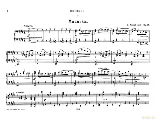 Moszkowski: Polish Dances Op.55 (Piano Duet) (EP2777) (Edition Peters) - Moritz Moszkowski [KSIĄŻKA]
