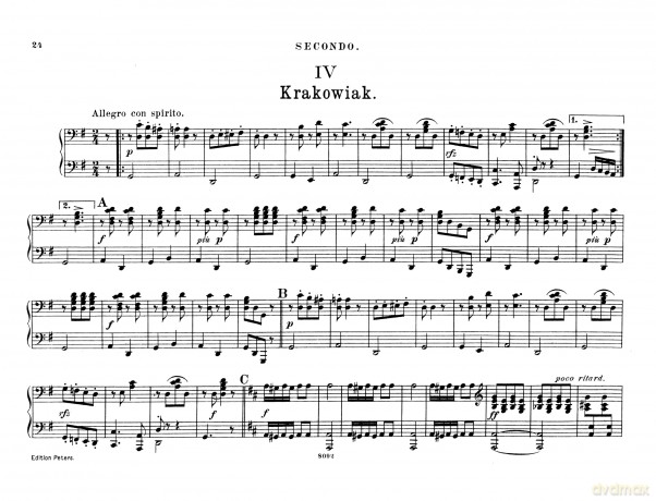 Moszkowski: Polish Dances Op.55 (Piano Duet) (EP2777) (Edition Peters) - Moritz Moszkowski [KSIĄŻKA]