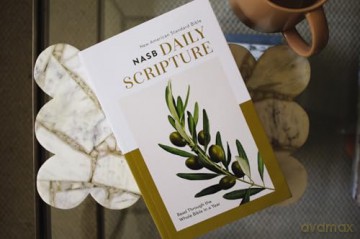 NASB, Daily Scripture, Paperback, White/Olive, 1995 Text, Comfort Print: 365 Days to Read Through the Whole Bible in a Year - Zondervan [KSIĄŻKA]