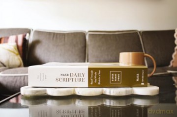 NASB, Daily Scripture, Super Giant Print, Paperback, White/Gold, 1995 Text, Comfort Print: 365 Days to Read Through the Whole Bible in a Year - Zondervan [KSIĄŻKA]