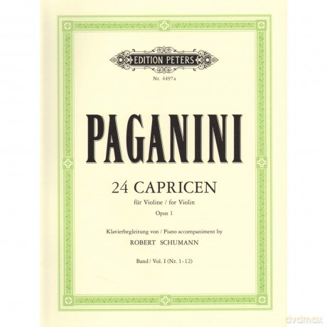 Niccolo Paganini-24 Caprices with Piano accompaniment, Vol.1 - Arr: Schumann, Ed: Schuenemann Paganini [KSIĄŻKA]