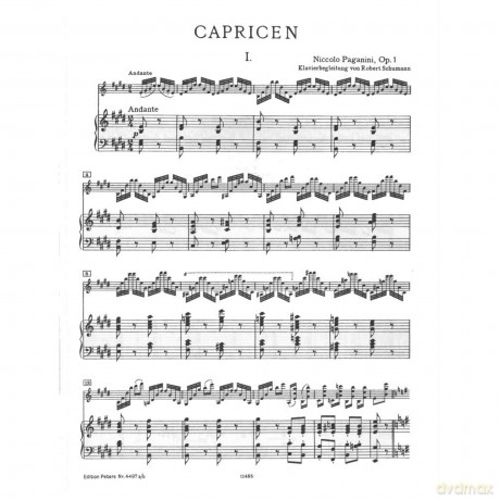 Niccolo Paganini-24 Caprices with Piano accompaniment, Vol.1 - Arr: Schumann, Ed: Schuenemann Paganini [KSIĄŻKA]