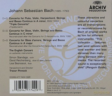 Standage, Pinnock: Bach:3 Concerti Grand Prix Serie [CD]