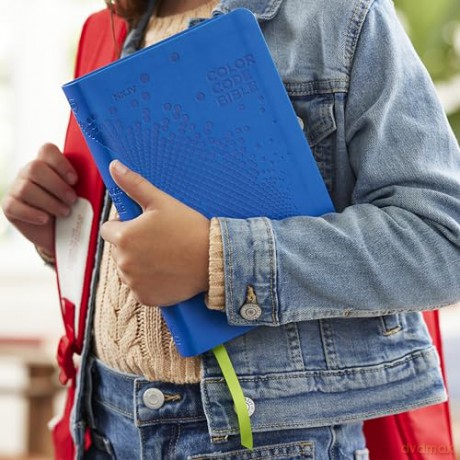 NKJV, Color Code Bible for Kids, Blue Leathersoft, Comfort Print - Thomas Nelson [KSIĄŻKA]