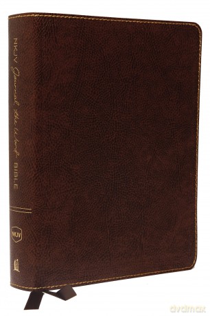 NKJV, Journal the Word Bible, Large Print, Bonded Leather, Brown, Red Letter: Reflect, Journal, or Create Art Next to Your Favorite Verses - Thomas Nelson [KSIĄŻKA]
