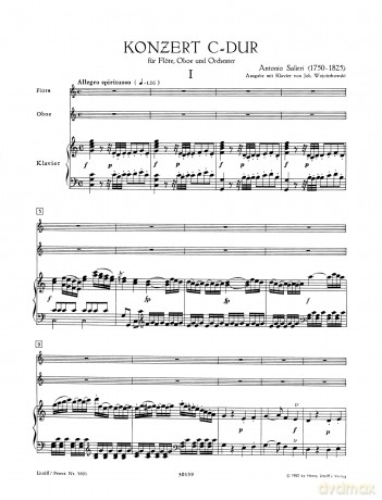 Salieri: Concerto in C for Flute, Oboe and Orchestra (EP5891) (Edition Peters) - Antonio Saliei [KSIĄŻKA]