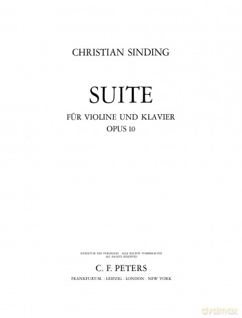 Sinding: Suite in A minor Op.10 (Violin and Piano) (EP2477A) (Edition Peters) - Carl Flesch [KSIĄŻKA]