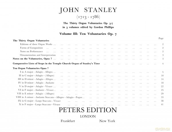Stanley: 10 Voluntaries Op.7 (Organ) (EP7724): From Tallis to Wesley (Edition Peters) - John Stanley [KSIĄŻKA]