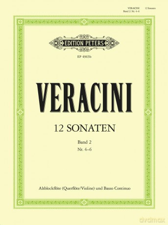 Veracini 12 Sonaten, Volume 2 for Blockflote, Querflote/Violin - Francesco Maria Veracini [KSIĄŻKA]
