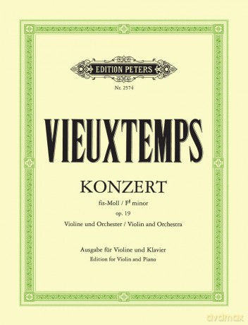 Vieuxtemps: Concerto No. 2 in F# minor Op.19 (Violin and Piano) (EP2574): For Violin and Orchestra (Edition Peters) - Henri Vieuxtemps [KSIĄŻKA]