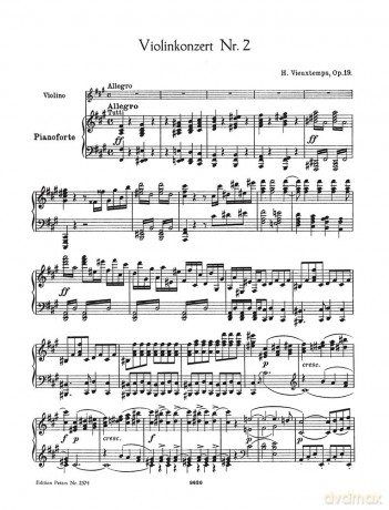 Vieuxtemps: Concerto No. 2 in F# minor Op.19 (Violin and Piano) (EP2574): For Violin and Orchestra (Edition Peters) - Henri Vieuxtemps [KSIĄŻKA]