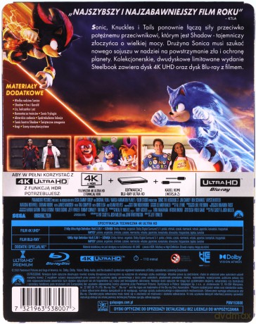 Sonic 3: Szybki jak błyskawica (steelbook) [Blu-Ray 4K]+[Blu-Ray]