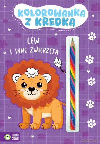 Lew i inne zwierzęta. Kolorowanka z kredką [KSIĄŻKA]