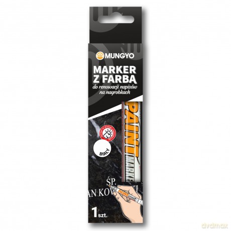Marker z farbą do renowacji napisów na nagrobkach Mungyo biały