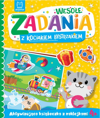 Wesołe zadania z kociakiem bystrzakiem. Aktywizująca książeczka z naklejkami 4+ - Katarzyna Łanocha [KSIĄŻKA]