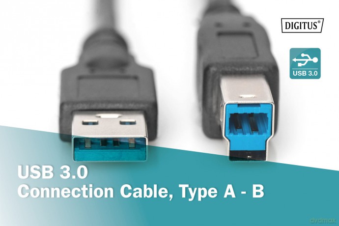 Kabel połączeniowy USB 3.0 typ USB A/USB B M/M, 1.8m, czarny