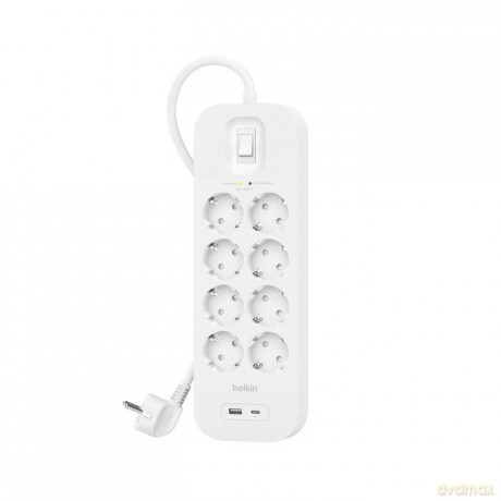 Listwa przeciwprzepięciowa SurgePlus 8x schuko 1xUSB-A 1xUSB-C 900J 2m
