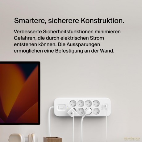 Listwa przeciwprzepięciowa SurgePlus 8x schuko 1xUSB-A 1xUSB-C 900J 2m