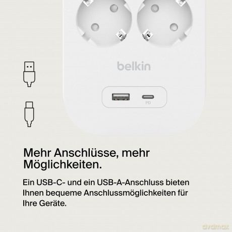 Listwa przeciwprzepięciowa SurgePlus 8x schuko 1xUSB-A 1xUSB-C 900J 2m