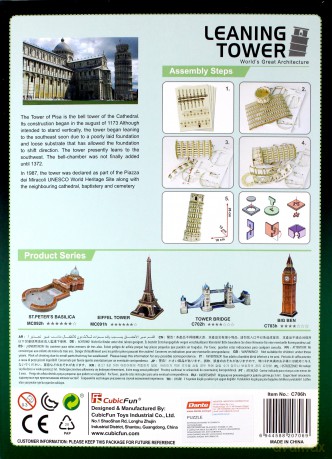 Puzzle 3d Krzywa Wieża W Pizie 13 Elementów [PUZZLE]