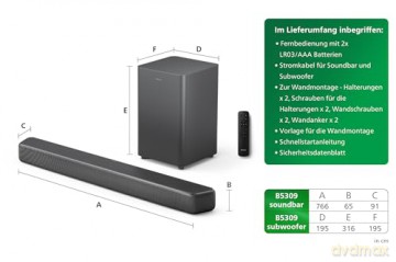Soundbar 2.1 z bezprzewodowym subwooferem TAB5309/10
