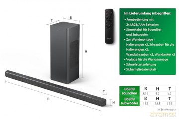 Soundbar 2.1 z bezprzewodowym subwooferem TAB6309/10