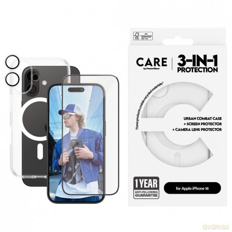 CARE by PanzerGlass - 3-in-1 - iPhone 16 - Bundle [ETUI]