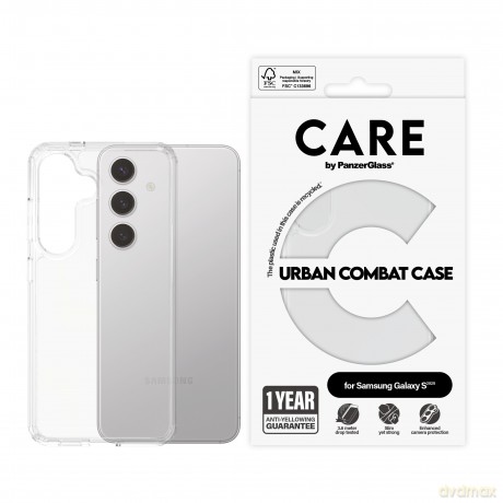 CARE by PanzerGlass - Flagship Case Transparent Urban Combat w. Clear Frame Samsung Galaxy S 2025 [ETUI]